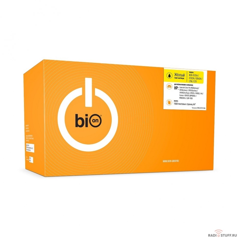 Bion CF212A/CE322A/CB542A/C716/C731 Картридж для HP LaserJet Pro M251CM1415/1312/CP1525/1215/1515;Canon LBP5050/MF8030/8050/8080/8040/LBP-7100/7110/MF8230/8280/628/623 (1800  стр.), Желтый