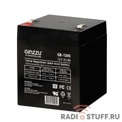 Ginzzu Батарея GB-1245 свинцово-кислотный, необслуживаемый, технология AGM, 12В / 4,5Ач, клемма 5/7мм