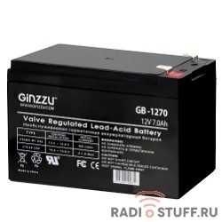 Ginzzu Батарея GB-1270 свинцово-кислотный, необслуживаемый, технология AGM, 12В / 7Ач, клемма 5/7мм